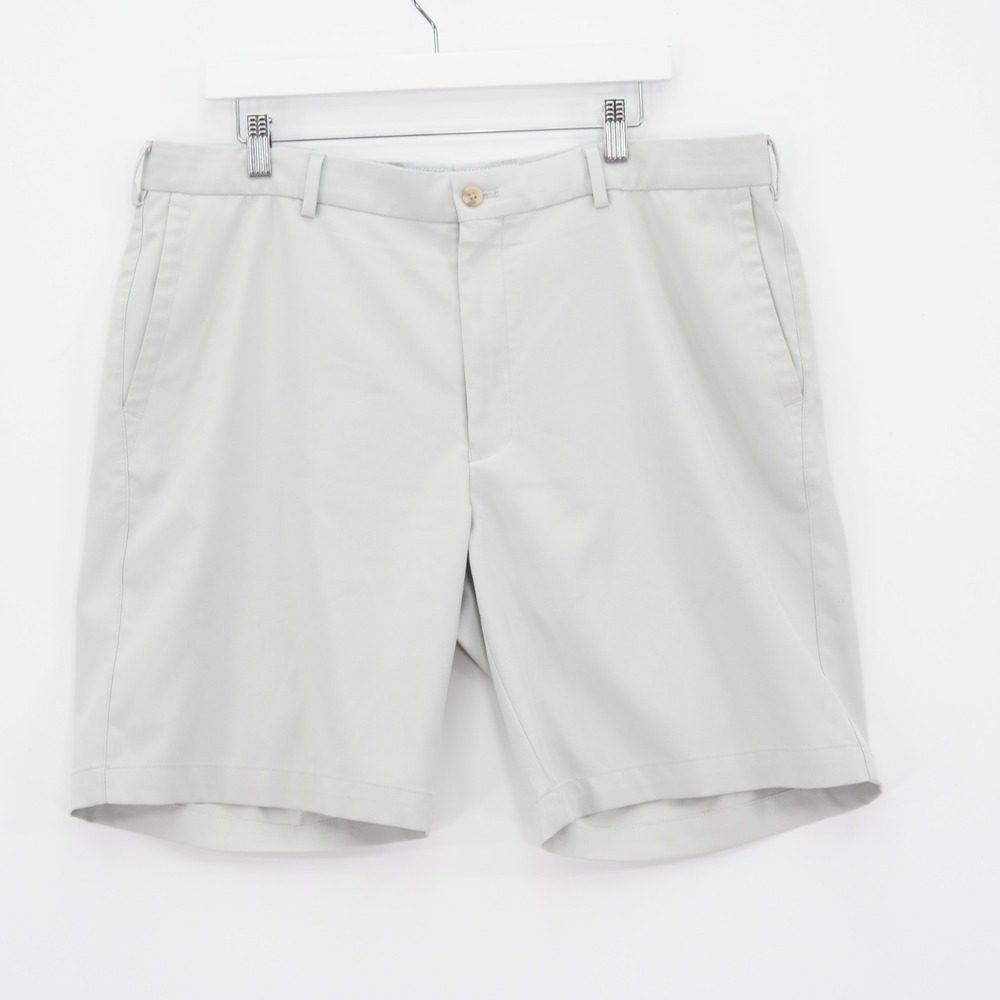 Peter Millar Men's Gray Chino Shorts 38โ / 9 Mid Rise Polyester Flat Front